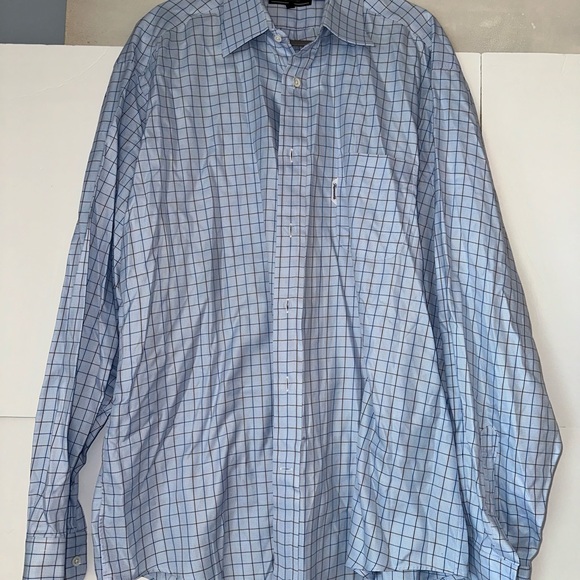3 Façonnable Button down men’s shirts. 2XL Tall Blue Plaid - Picture 5 of 6